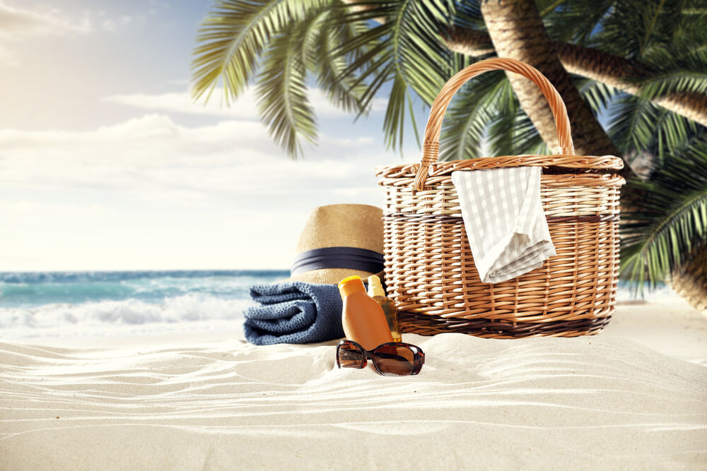 Picnic basket at beach